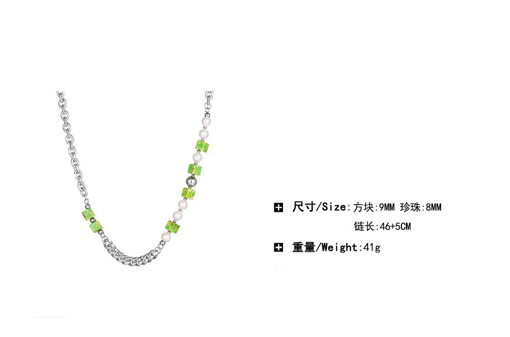 链长46cmx尾链5cmx方块直径9mmx珍珠直径8mm